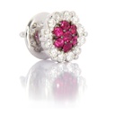 Orecchini con rubini naturali ct 0,70 e brillanti G-VVS 0,34ct, in oro bianco gr 5.20