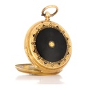 Orologi di fine '700 con miniatura in smalto e 3 diamanti taglio rosa - motivo geometrico in smalto sul retro. Perfettamente Funzionante oro 12 Kt gr 33,3