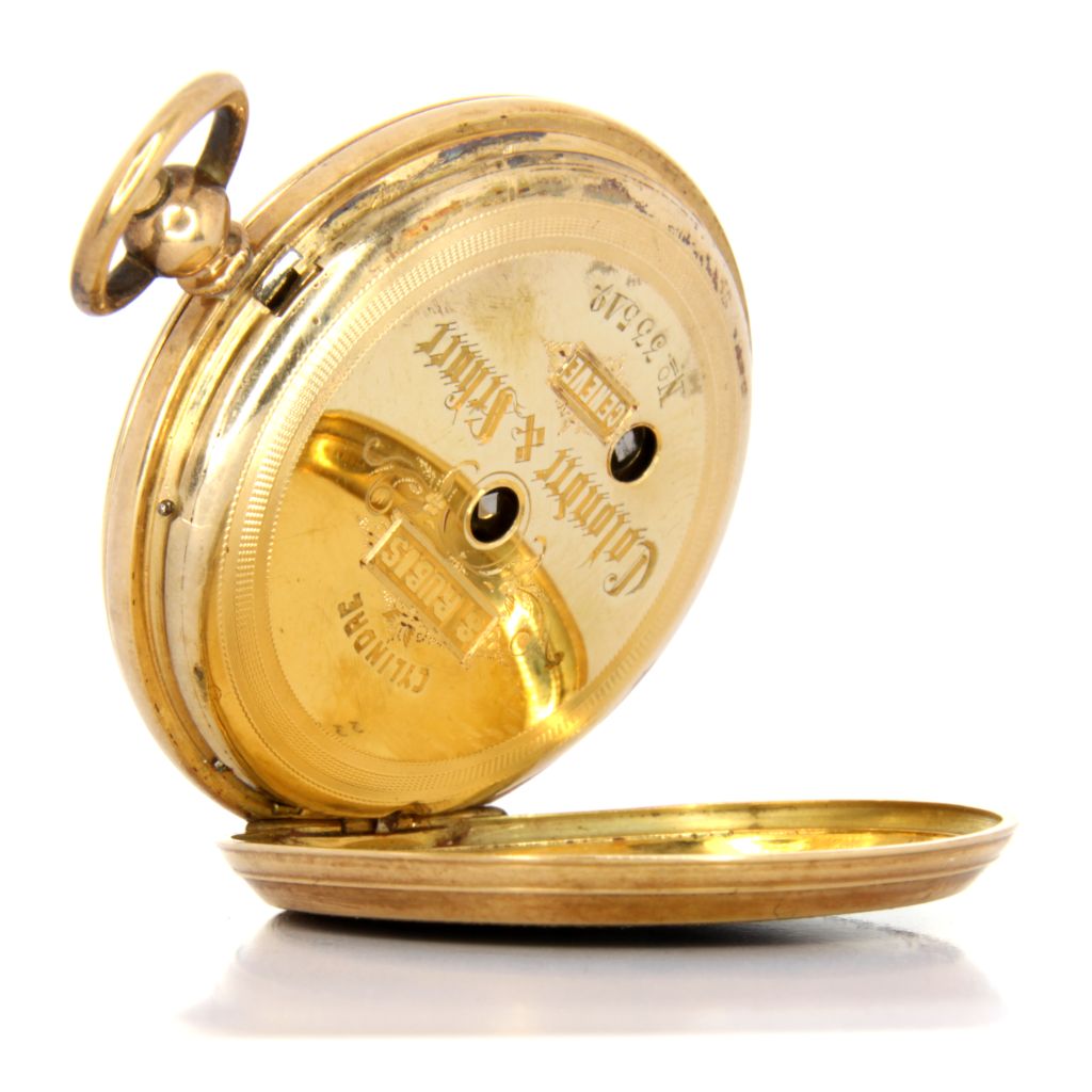 Orologi di fine '700 con miniatura in smalto e 3 diamanti taglio rosa - motivo geometrico in smalto sul retro. Perfettamente Funzionante oro 12 Kt gr 33,3