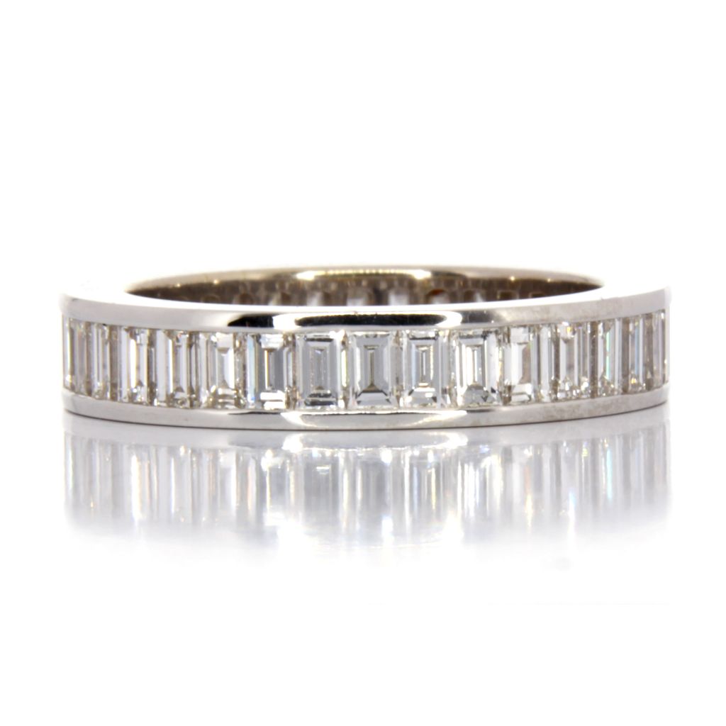 Anello interamente girato di Diamanti Naturali Taglio Baguettes, per 3.00 ct F/G Vvs Oro Bianco 18kt gr 4.3