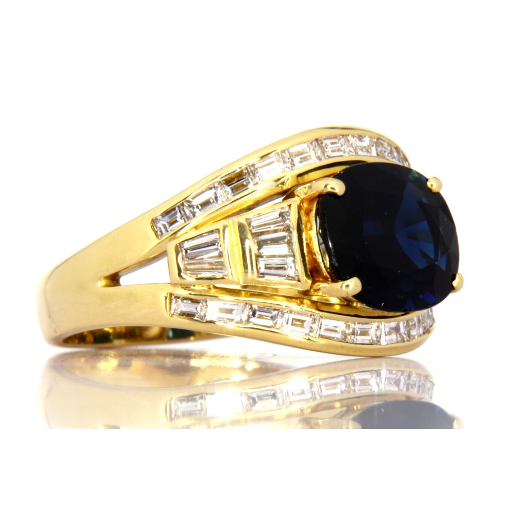 Anello con zaffiro ct 3,00 e brillanti Teps kt 1,80 in oro 18kt gr 9,2