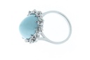 Anello turchese con diamantini in oro bianco 18kt gr9.5
