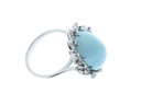 Anello turchese con diamantini in oro bianco 18kt gr9.5