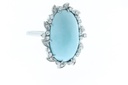 Anello turchese con diamantini in oro bianco 18kt gr9.5