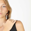 Orecc. Pietra di luna c/corallo e brills