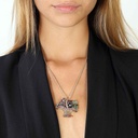 Collana in oro giallo gr.3 con Ciondolo/Spilla in oro Giallo  "Cestino di Fiori" con Ametista ct.1,50 - Smeraldi ct.1.00 - Zaffiri ct. 1.00 - Rubini ct. 0.9 - Brillanti ct. 0.75 - Gr.15   