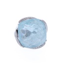 Anello in oro bianco 18kt con Acquamarina e piccoli brillanti ct. 0,50 circa, gr. 25,70 