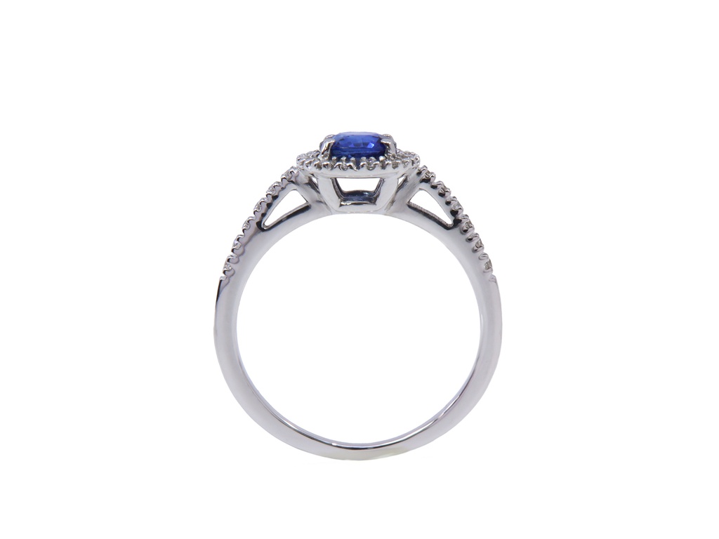 Anello oro bianco 18Kt gr2.90 - Zaffiro0.70ct - Brillanti0,20ct