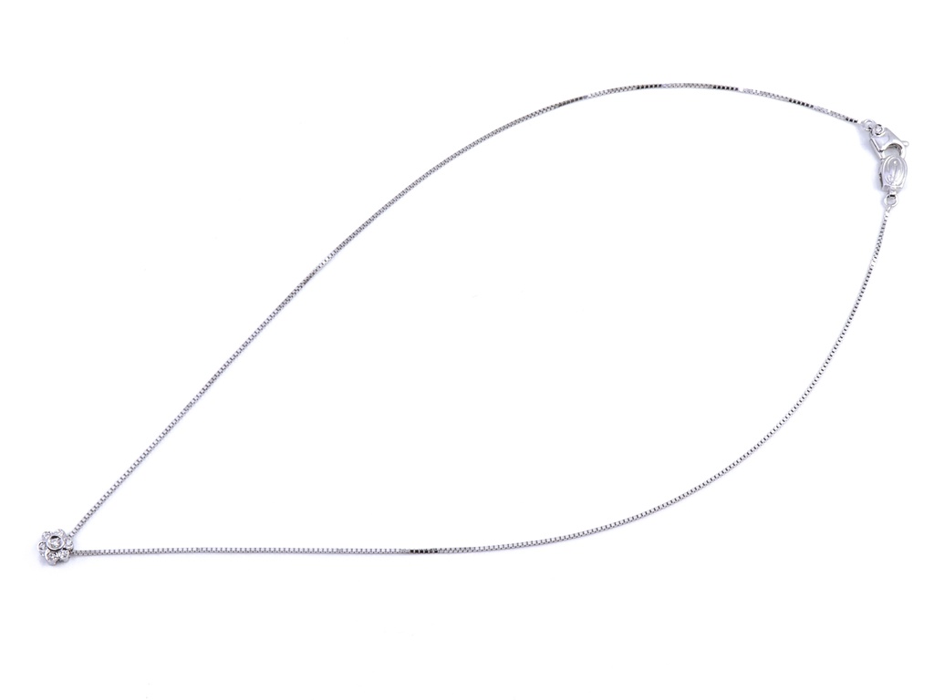 Girocollo Damiani, in oro bianco 18 kt, con piccoli brillanti e perla pendente 