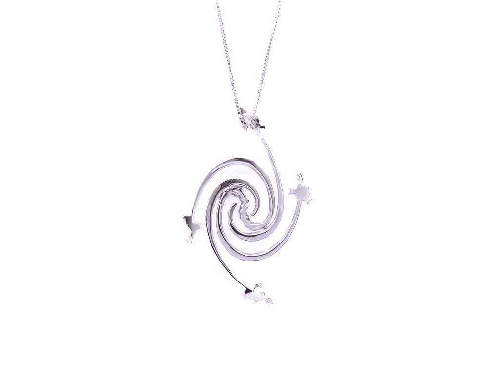 Collana Miluna in oro bianco 18 Kt. con ciondolo a forma di spirale  e brillanti