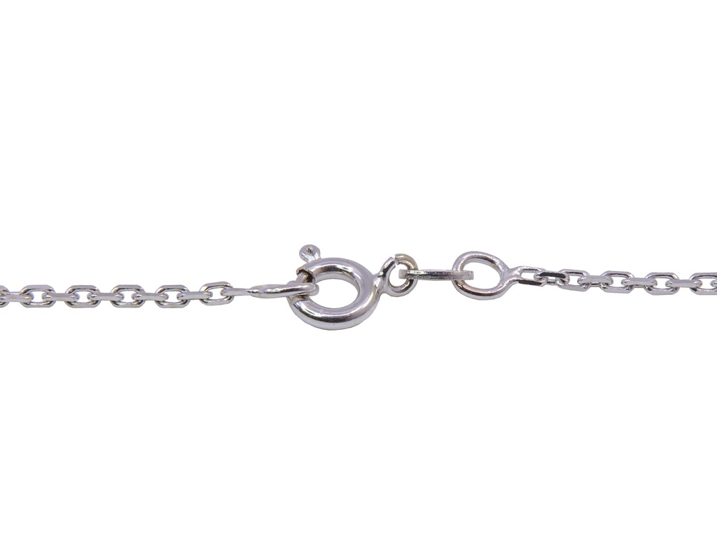 Collana con croce in oro bianco a titolo 750/°°° di grammi 9.00 con dei piccoli diamantini naturali