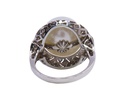Anello perla e brillanti, toppa tonda stile deco
