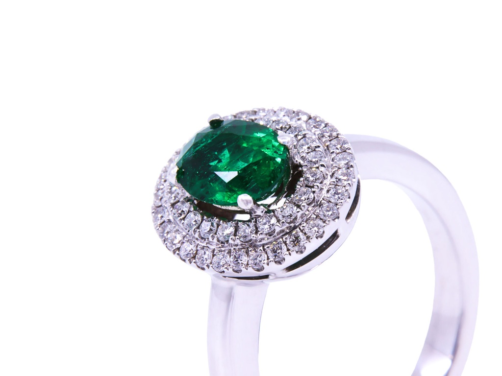 Anello oro 18kt gr 4.60 - Brillanti ct 0,74 e smeraldo ct0.97