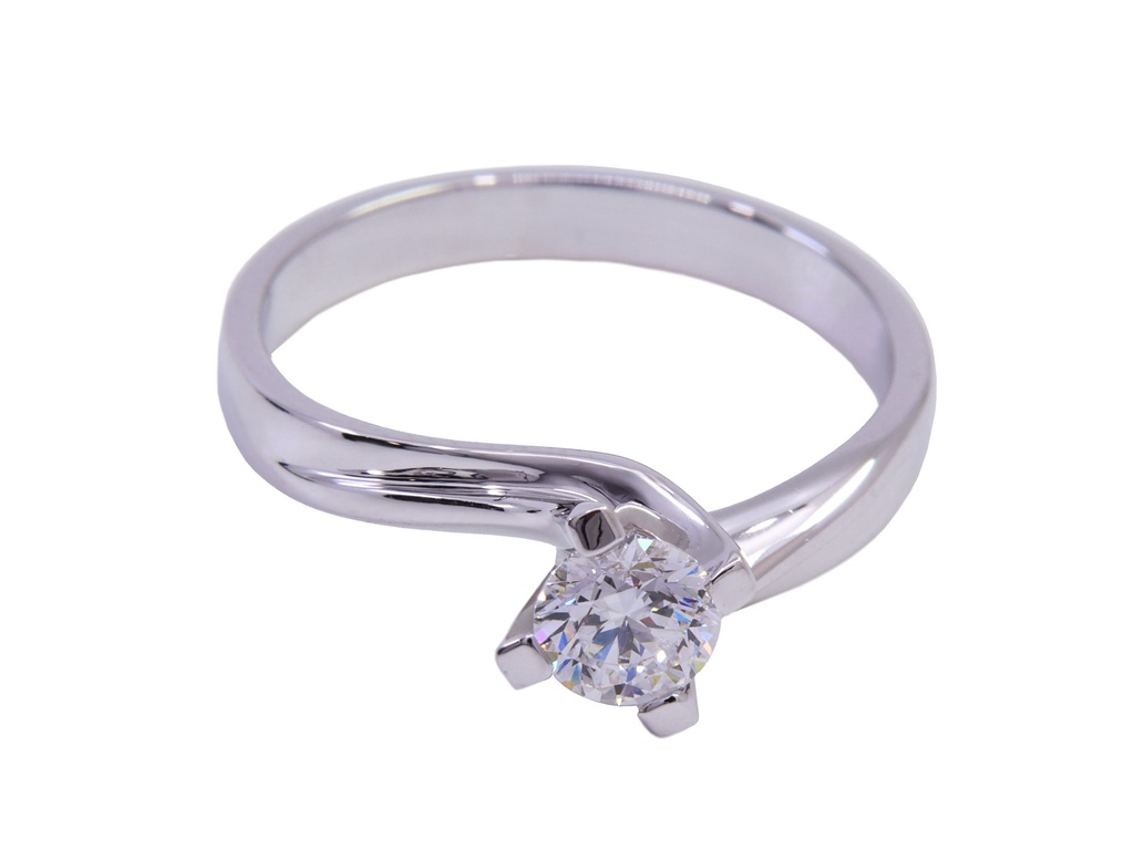 Anello Solitario oro bianco 18Kt gr3.65 - 0.53ct D SI1