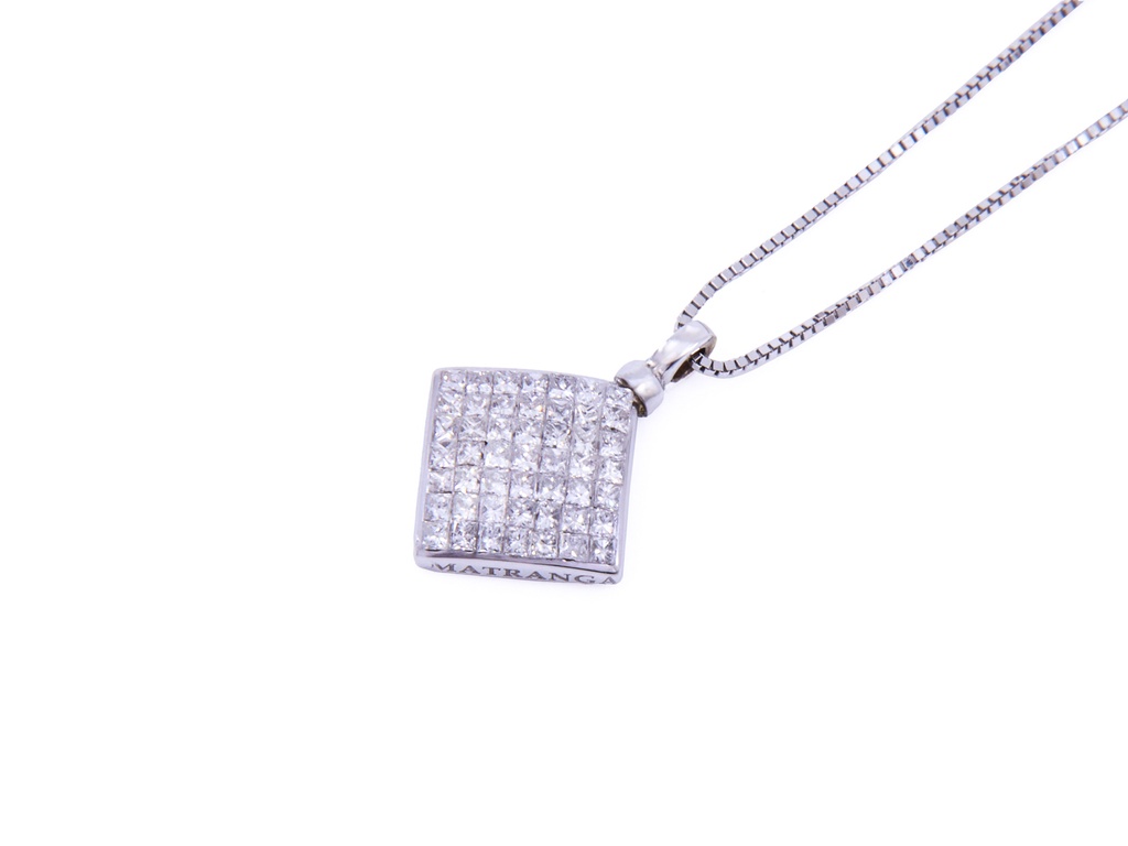 Collana in oro bianco con rombo di brills ct.1,00 F Vvs - Gr.3