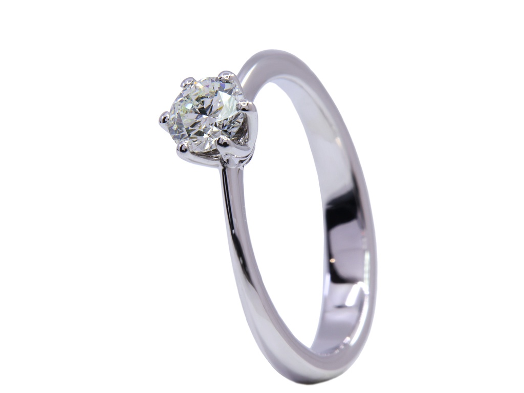 Anello Solitario oro bianco 18Kt gr3.51 - 0.53ct F VS1