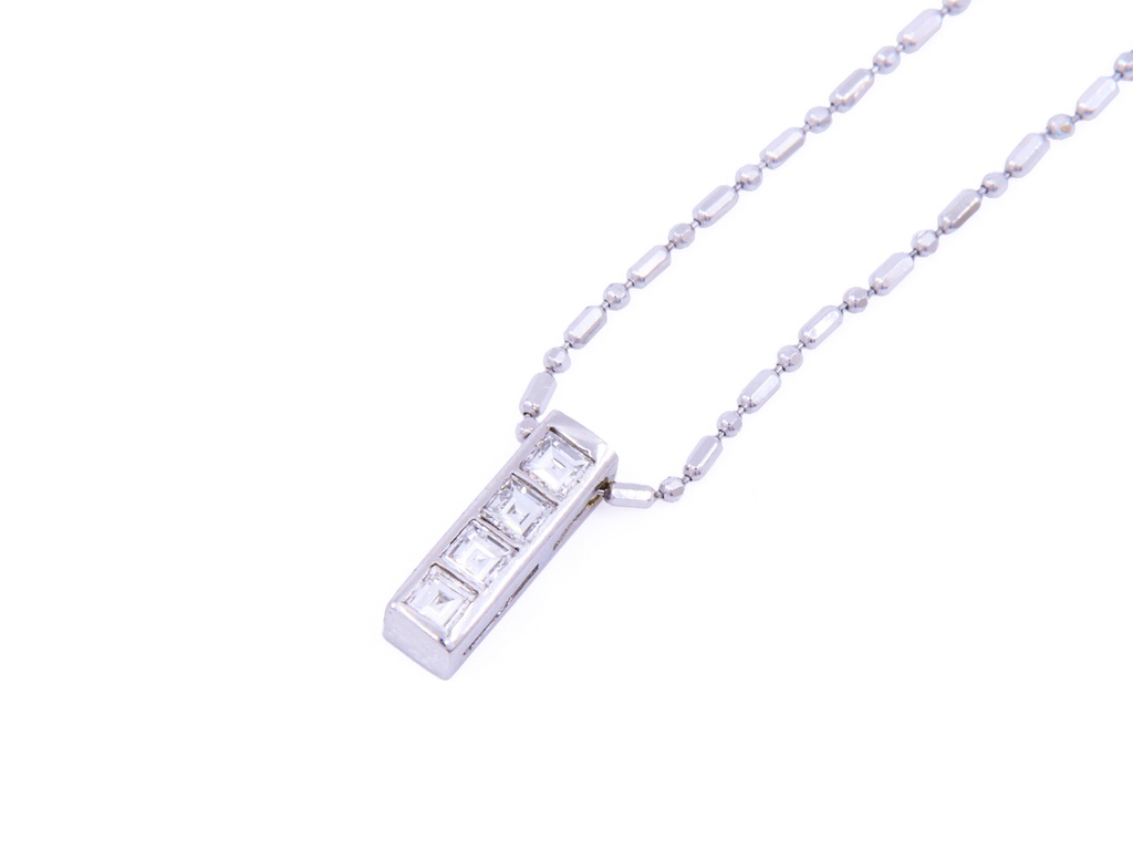 Collana Rettangolo - Brillanti 0,35ct, Oro 18kt, 1,80gr