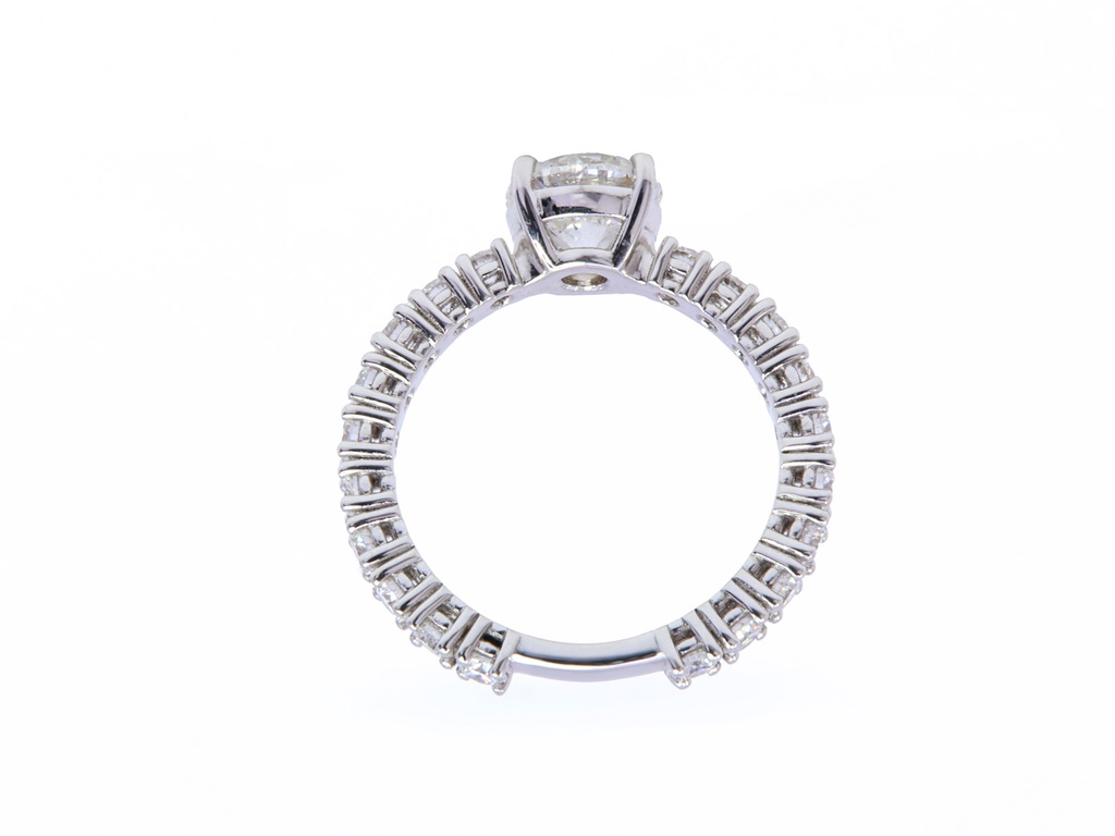 Anello solitario collezione Pantelleria - Diamanti 1,50+1,03ct. F-VS1+F/G-VVS, oro bianco 18kt. 4,3 gr.