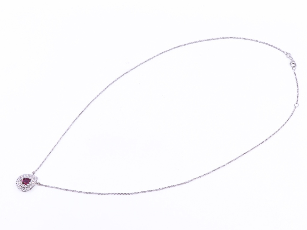 Ciondolo oro bianco 18kt gr4.10, brillanti 0.26ct e Rubino ct0,72