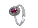 anello ob. Con rubino ovale centrale ct. 0.66 mozambico e brills attorno ct. 0.30 fg vvs