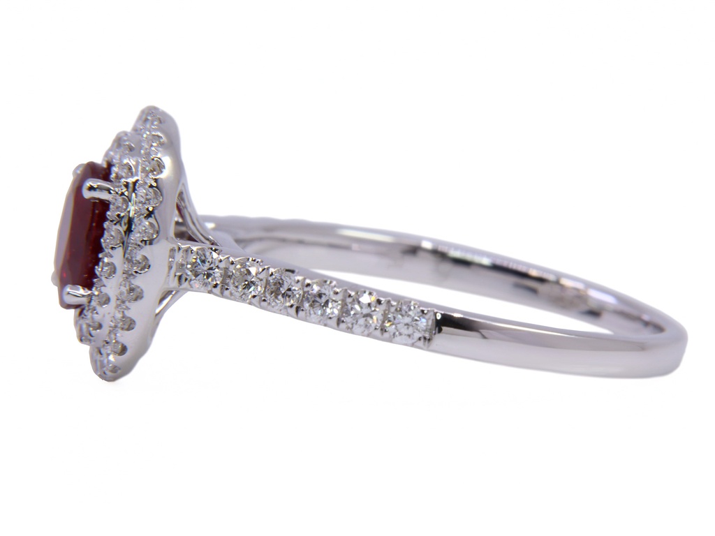 Anello - Rubino 0,78ct. brillanti 0,46ct. F/G-VVS in oro 18kt. 3,6gr