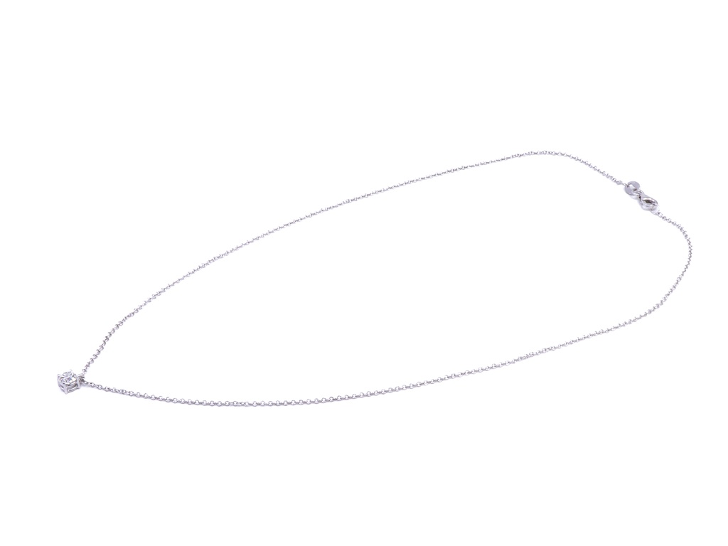 Collana punto luce in oro bianco 18 carati di grammi 2.50 con un diamante naturale di carati 0.30 circa
