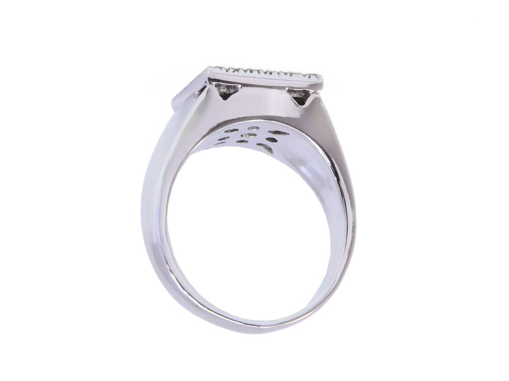 Anello in oro bianco 18 carati  di grammi 10.00 con onice e diamantini