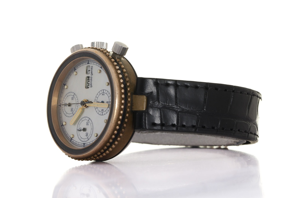 Gerald Genta, GEFICA, Bronze, Mother of Pearl, Chronograph, our Box & warranty, G2989
