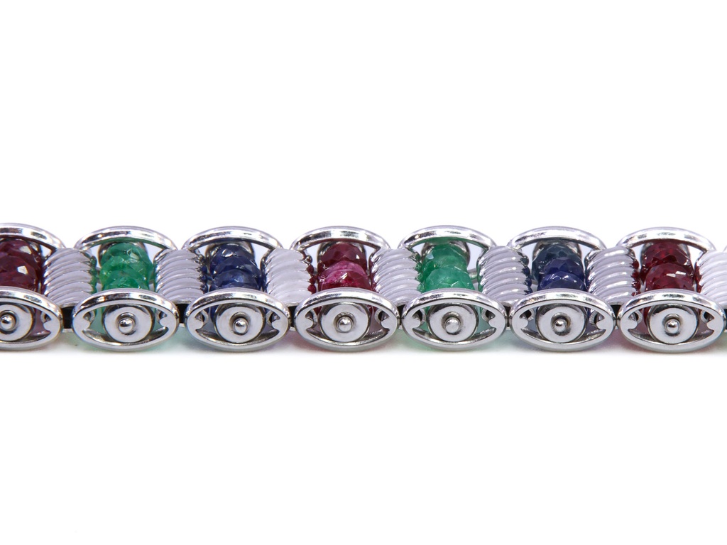 Bracciale con radici di smeraldi, rubini e zaffiri, gr. 33,9
