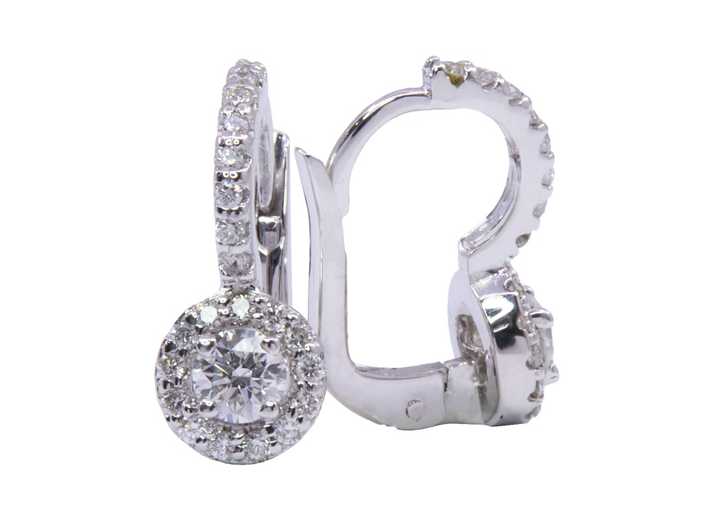 Orecchini in oro bianco con dei piccoli diamanti naturali a titolo 750/°°° di grammi 3.20 