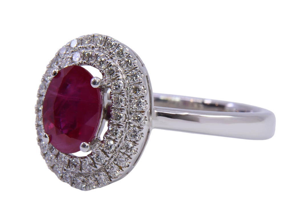 Collana - Rubino 1,32ct. brillanti 0,45ct. F-VVS in oro 18kt. peso totale 5gr