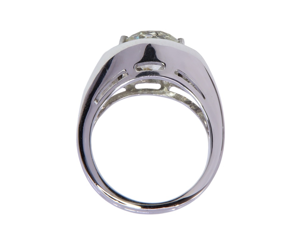 Anello con Diamante Taglio Rotondo circolare Europeo circa 3,00 ct. montato su oro bianco 18kt, peso 11,00 gr.