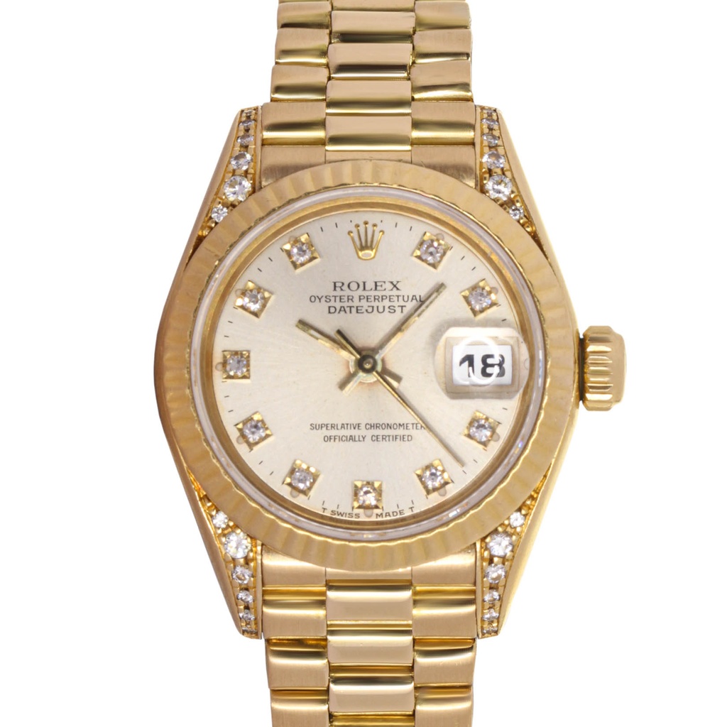 Rolex 69238 O.P. Lady Datejust, Factory Diamonds, 18Kt Yellow Gold, Rolex Box & Papers, 1992