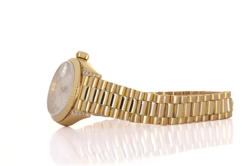 Rolex 69238 O.P. Lady Datejust, Factory Diamonds, 18Kt Yellow Gold, Rolex Box & Papers, 1992