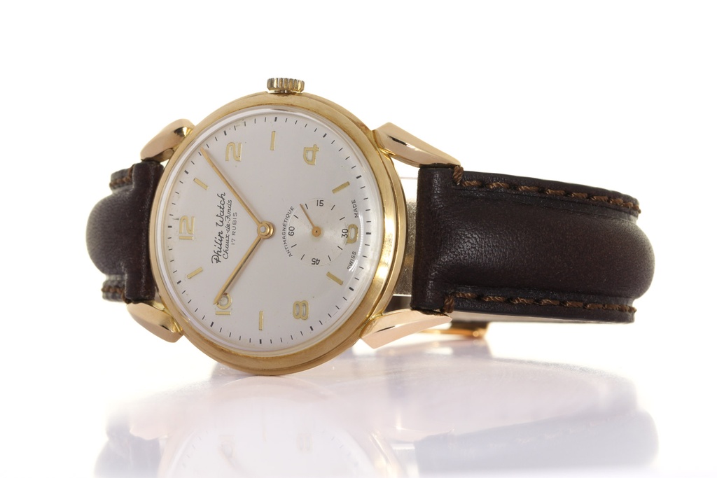 Orologio Philip Watch, Cahux de Fond,  in oro 18kt, con b racciale in oro 18kt non originale, Our Box & Papers, circa 1970, full weight gr. 51,4