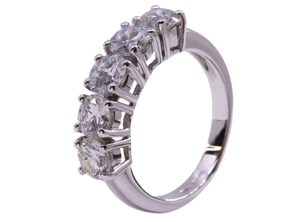 Anello Veretta con 5 brillanti ct. 2.35 - GR.12,07 (modif. a 5.10) ct 2.35 H VVS2 F VS1 G VS2 E VS2 D VS2 cert igi)
