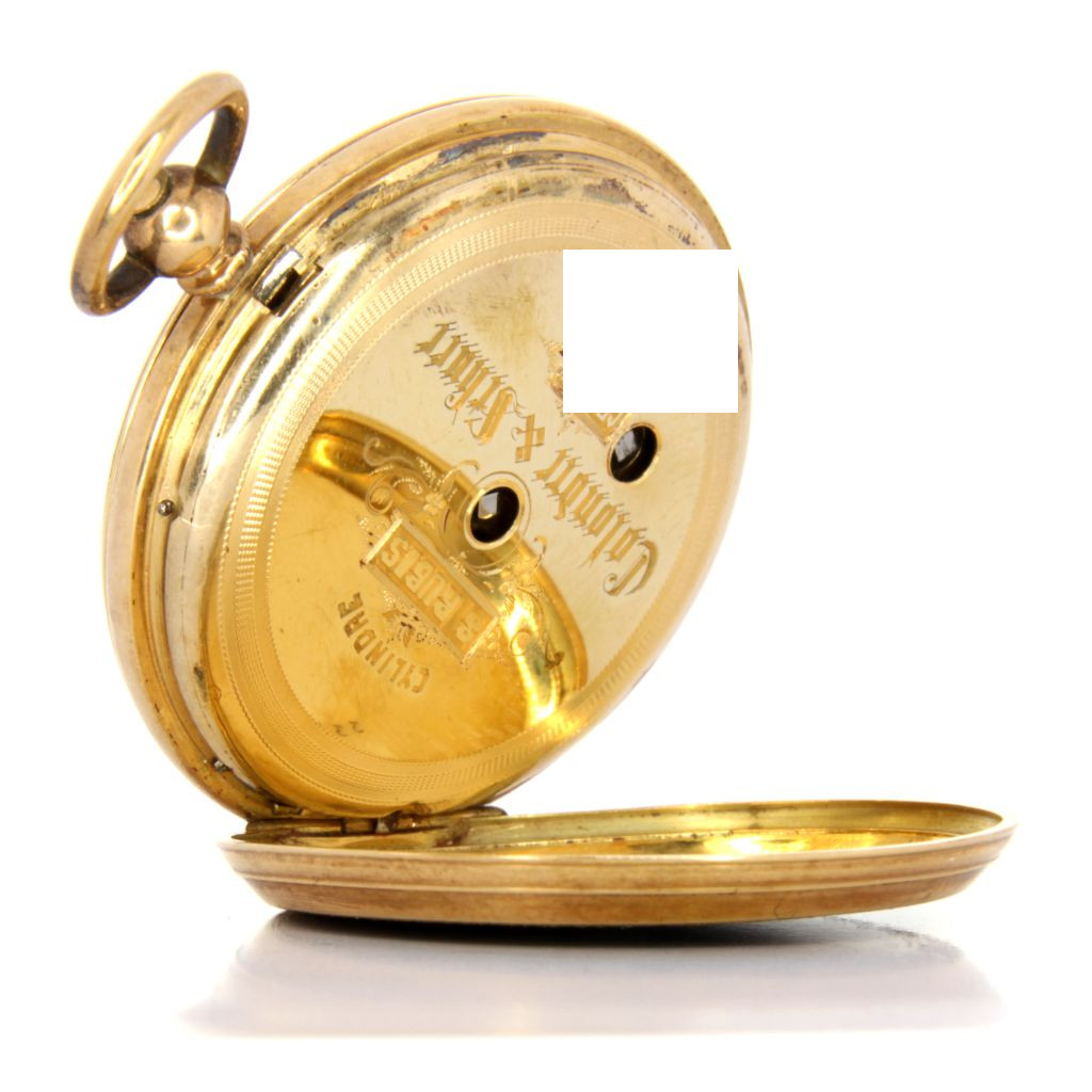 Orologi di fine '700 con miniatura in smalto e 3 diamanti taglio rosa - motivo geometrico in smalto sul retro. Perfettamente Funzionante oro 12 Kt gr 33,3