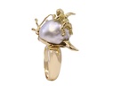 Anello in oro giallo con una perla coltivata australiana  a titolo 750/°°° di grammi complessivi di 21.50