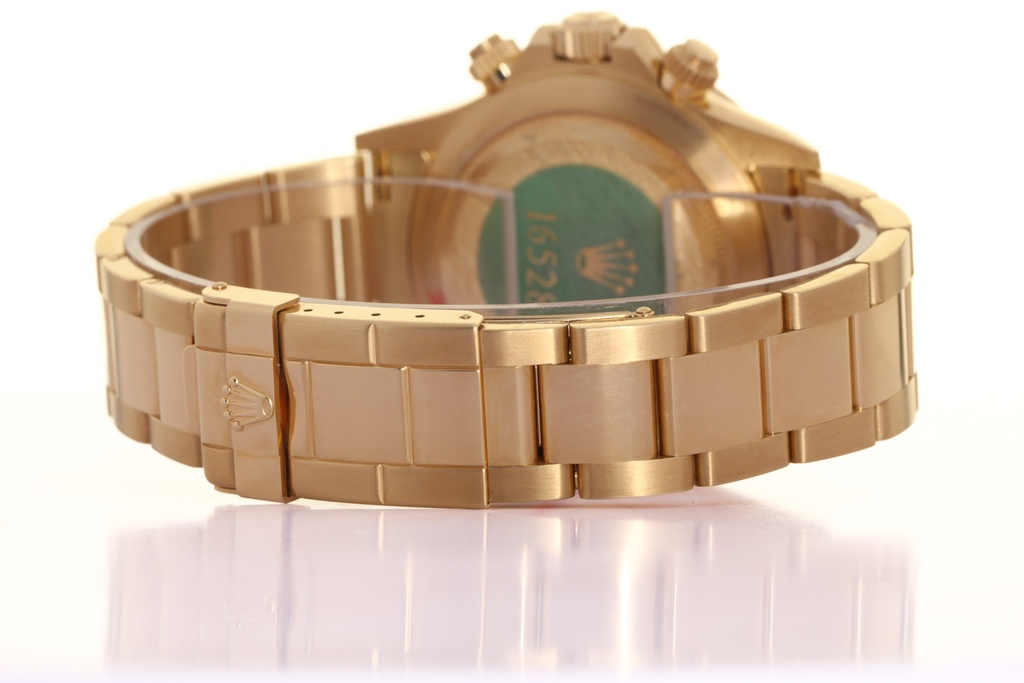 Rolex Daytona ref:16528 - 18kt Yellow, Full Pavè XL 8 emerald (Rolex), Rolex Box & Papers (1997), Official Service exp. 01/2026