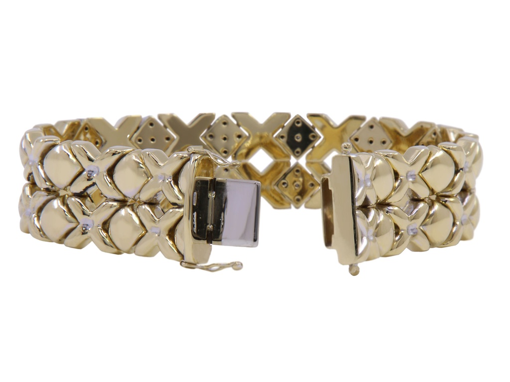 Lotto di oreficeria usata obsoleta, a titolo 18 kt  gr. 56,5 ad euro 61,5 grammo (Bracciale Croci e Rombi)