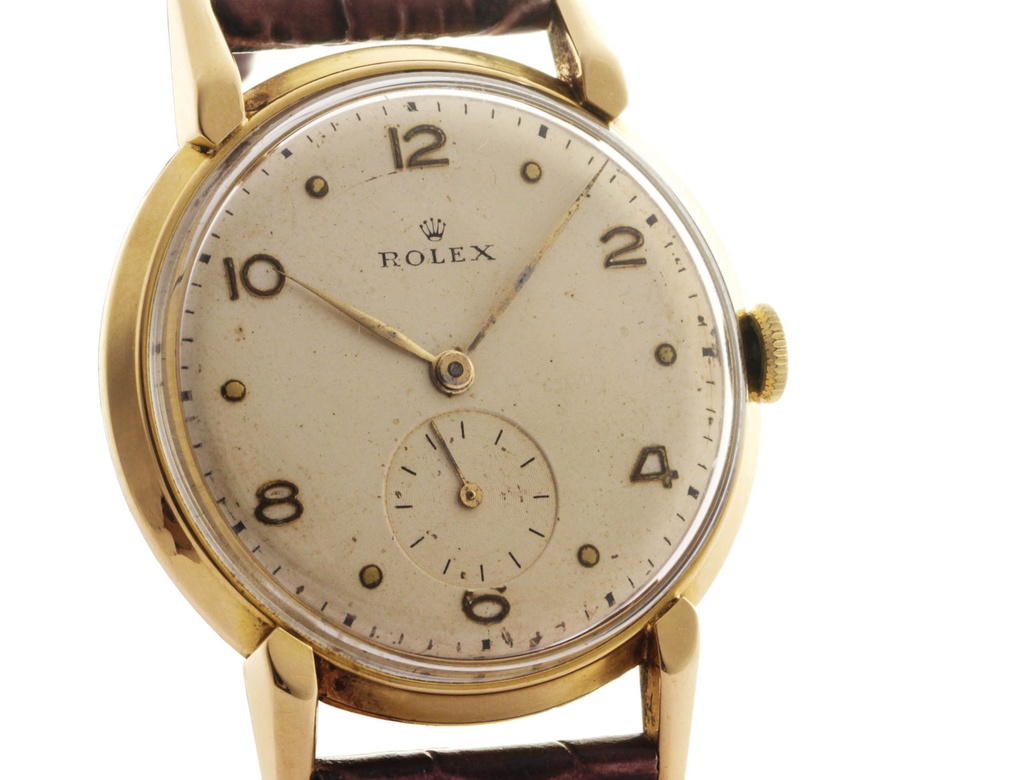 Orologio Marcato Rolex, Piccoli Secondi, 18kt Jellow Gold, cint. Pelle, Quadrante Ristampato