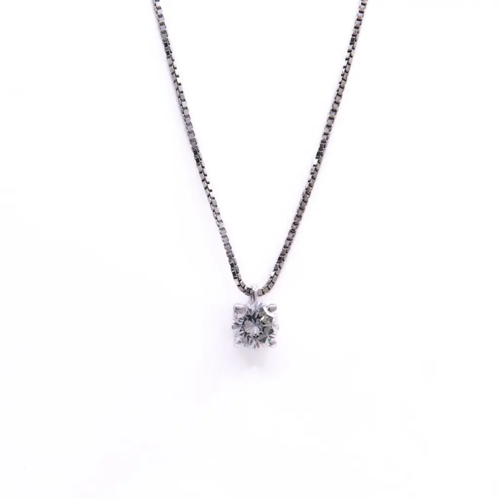 Collana punto luce - Brillante 0,32ct, G-VS1, oro 18kt, peso totale 2gr, IGI 681592086