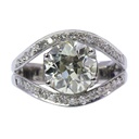 Anello con Diamante Taglio Rotondo circolare Europeo circa 3,00 ct. montato su oro bianco 18kt, peso 11,00 gr.