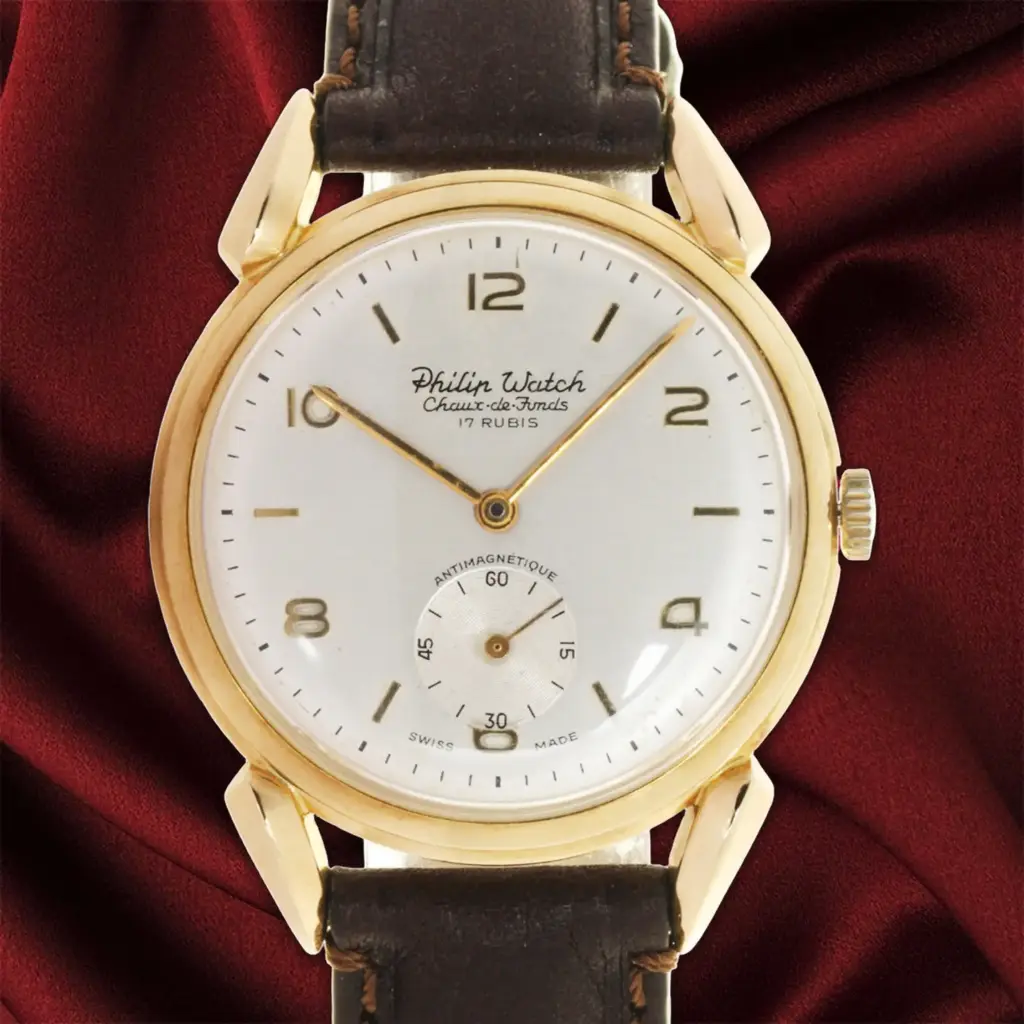 Philip Watch - Chaux de Fonds,  18kt yellow-gold, leather strap, Our Box & Papers, about 1970