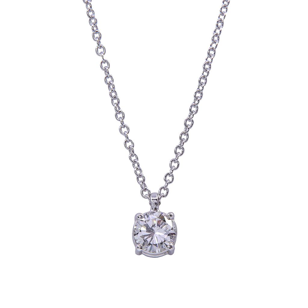 Collana punto luce - Brillante 0,48ct laser inciso, F-SI1, oro 18kt. peso totale 2,5gr.
