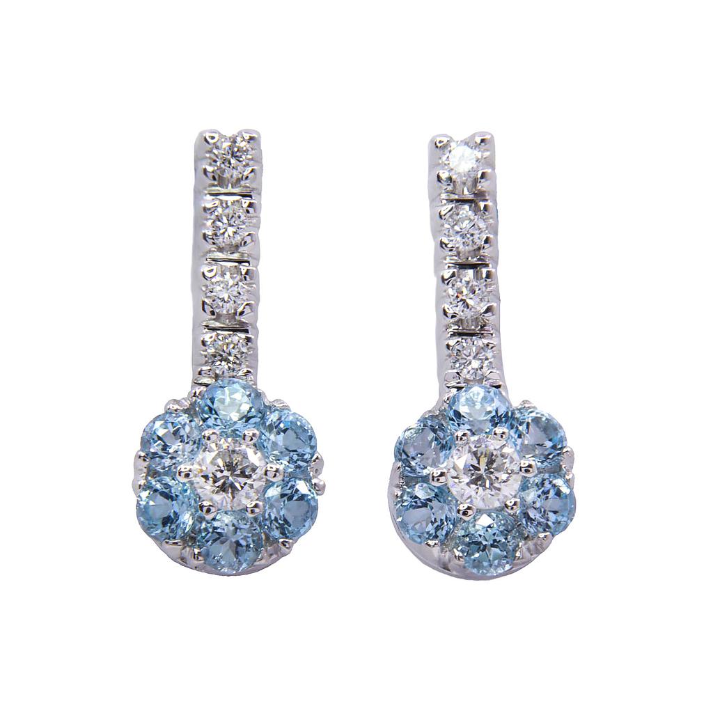 Orecchini con Acquamarina - Brillanti 0,12ct G-VS1 Acquamarina 0,18ct. oro 18kt, peso totale 3,1gr
