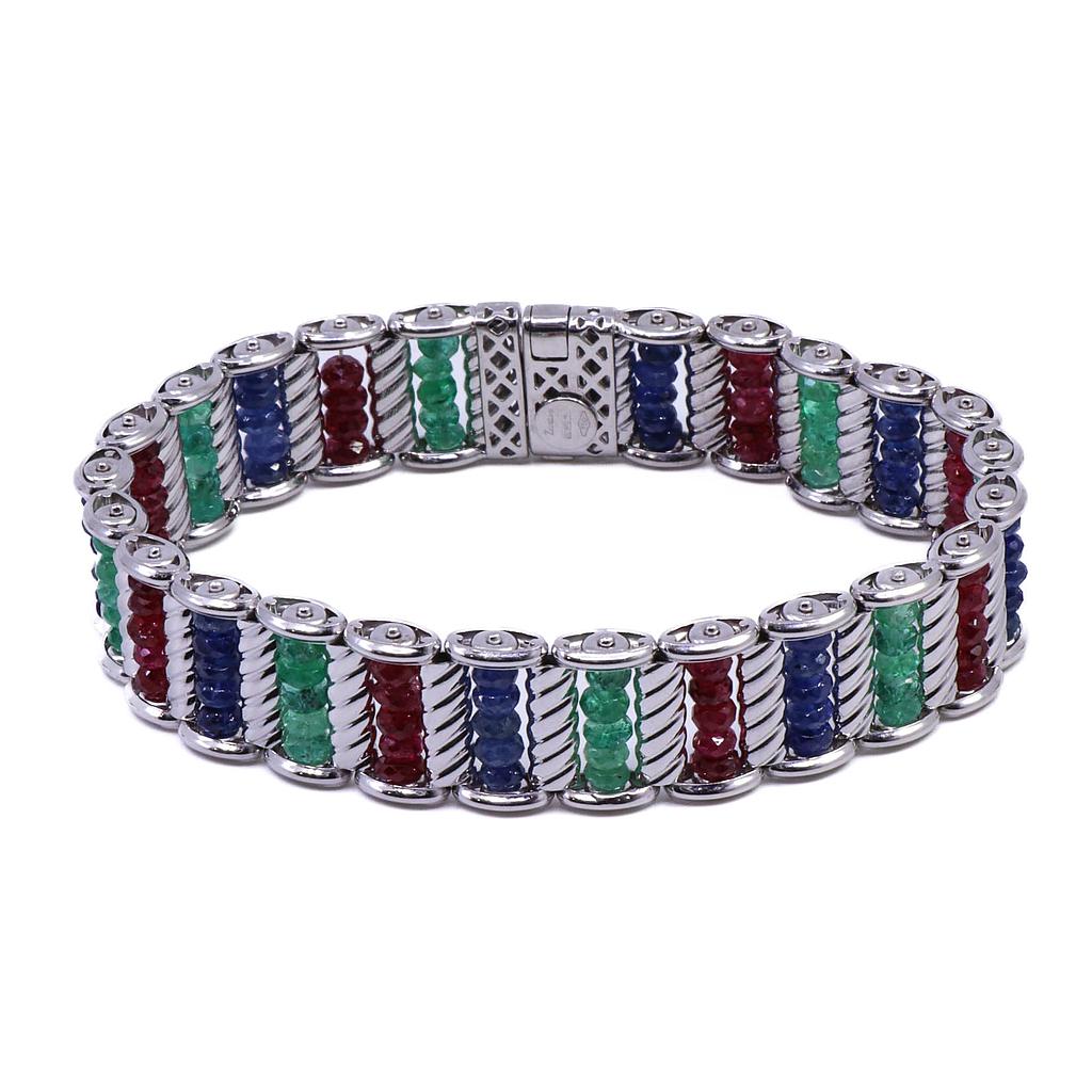Bracciale Zancan - Rubini, smeraldi e zaffiri, oro 18kt. peso totale 33,8gr
