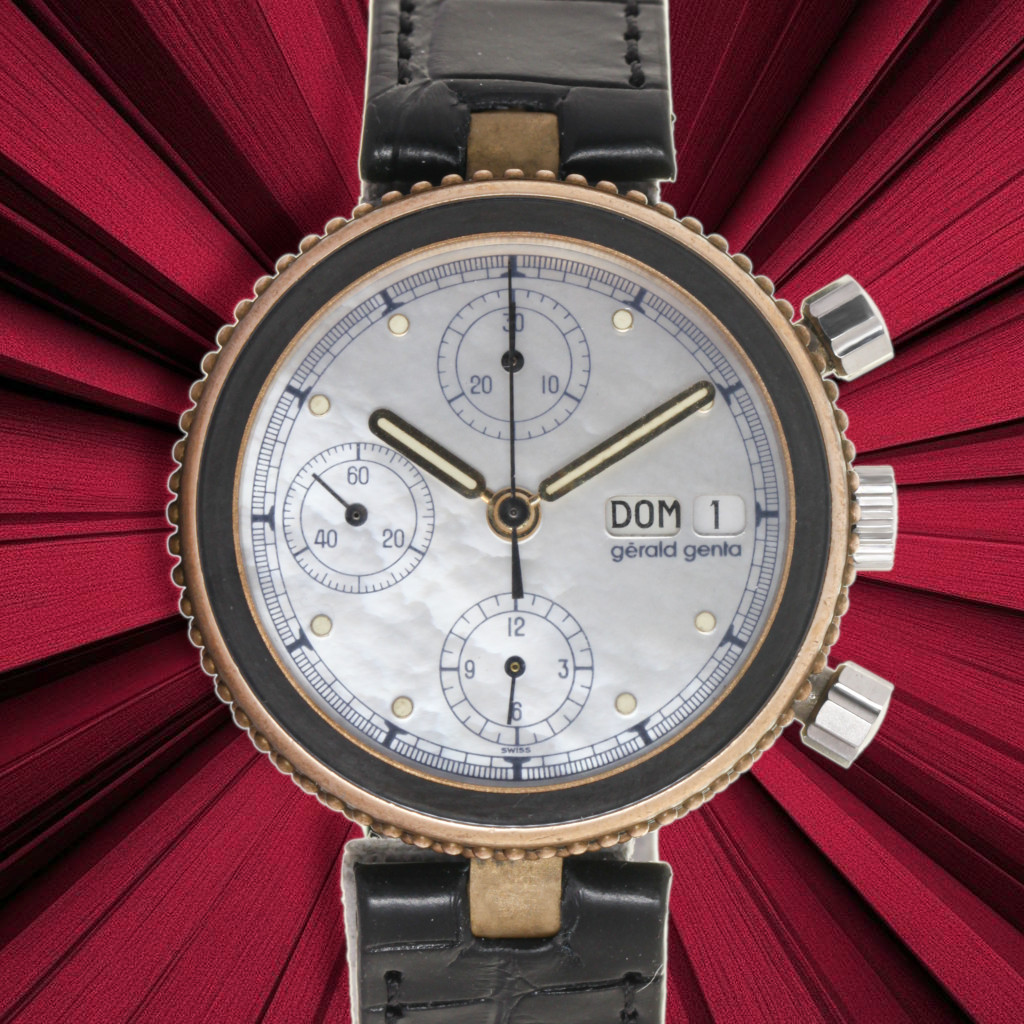 Gerald Genta, GEFICA, Bronze, Mother of Pearl, Chronograph, our Box & warranty, G2989