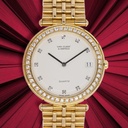 Van Cleef & Arpels, 18kt Yellow Gold, 34 mm, Quartz, Natural Diamonds Bezel and Dial, total weight 118 gr. Our Box & warranty