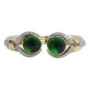 Bracciale rigido - Brillanti e pietre verdi, oro18kt. peso totale 58,5gr